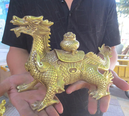 TOP GOODoffice SHOP TOP efficacious Money Drawing GOOD LUCK Mascot talisman # Southeast Asia GOD Dragon FENG SHUI Brass statue