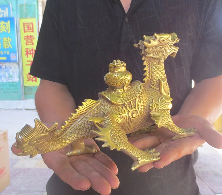 TOP GOODoffice SHOP TOP efficacious Money Drawing GOOD LUCK Mascot talisman # Southeast Asia GOD Dragon FENG SHUI Brass statue