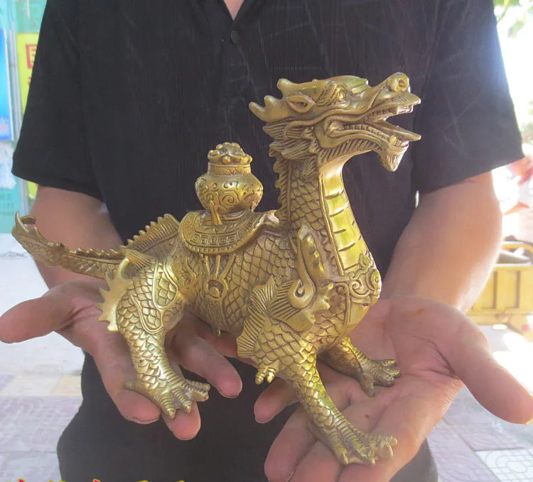 TOP GOODoffice SHOP TOP efficacious Money Drawing GOOD LUCK Mascot talisman # Southeast Asia GOD Dragon FENG SHUI Brass statue