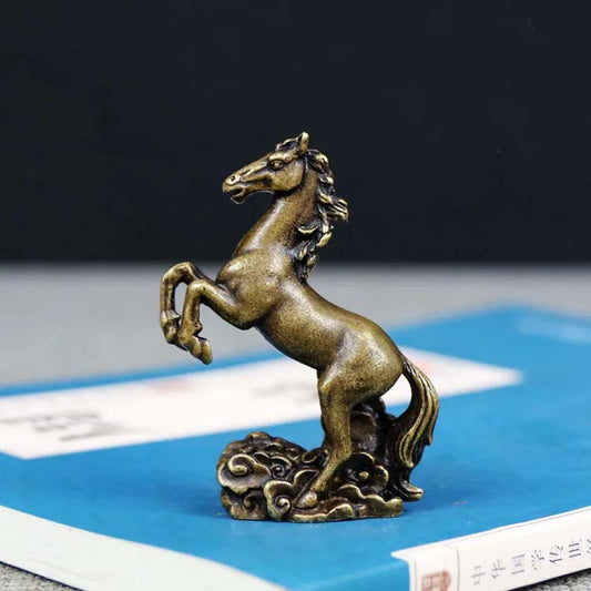 TOP Handmade ART work Good luck success horse Bronze carving art statue FENG SHUI amulet " MA DAO CHEN GONG " mascot Small size