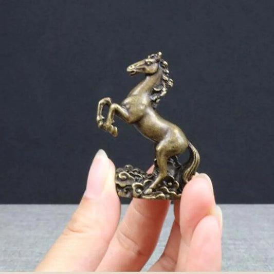 TOP Handmade ART work Good luck success horse Bronze carving art statue FENG SHUI amulet " MA DAO CHEN GONG " mascot Small size