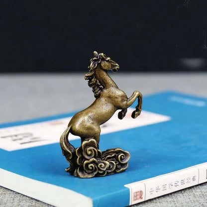 TOP Handmade ART work Good luck success horse Bronze carving art statue FENG SHUI amulet " MA DAO CHEN GONG " mascot Small size