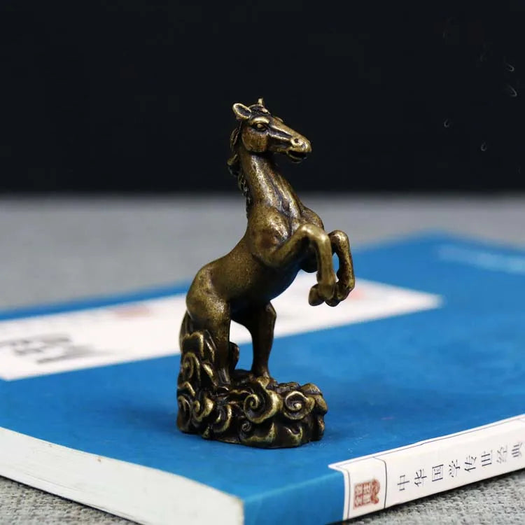 TOP Handmade ART work Good luck success horse Bronze carving art statue FENG SHUI amulet " MA DAO CHEN GONG " mascot Small size