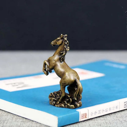 TOP Handmade ART work Good luck success horse Bronze carving art statue FENG SHUI amulet " MA DAO CHEN GONG " mascot Small size