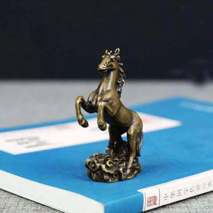 TOP Handmade ART work Good luck success horse Bronze carving art statue FENG SHUI amulet " MA DAO CHEN GONG " mascot Small size