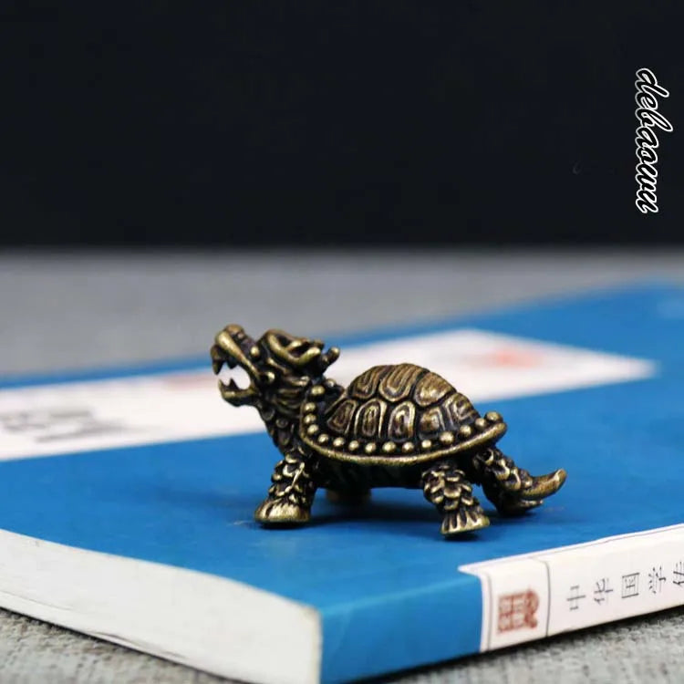 TOP Handmade work exorcise evil spirit bring Good luck money Dragon turtle Bronze carving mascot  FENG SHUI amulet S size