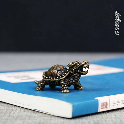 TOP Handmade work exorcise evil spirit bring Good luck money Dragon turtle Bronze carving mascot  FENG SHUI amulet S size