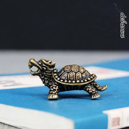 TOP Handmade work exorcise evil spirit bring Good luck money Dragon turtle Bronze carving mascot  FENG SHUI amulet S size
