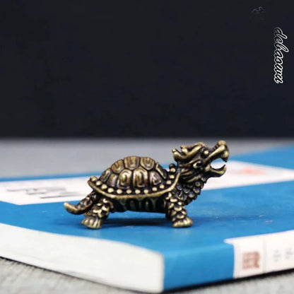 TOP Handmade work exorcise evil spirit bring Good luck money Dragon turtle Bronze carving mascot  FENG SHUI amulet S size