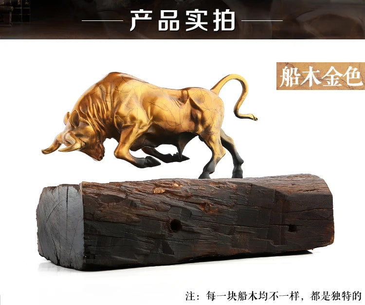 TOP - Unique -Finance stock market Money drawing Wall Street Charging Bull Brass statue # office auspicious efficacious Talisman