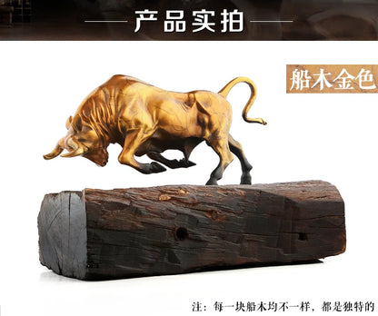 TOP - Unique -Finance stock market Money drawing Wall Street Charging Bull Brass statue # office auspicious efficacious Talisman