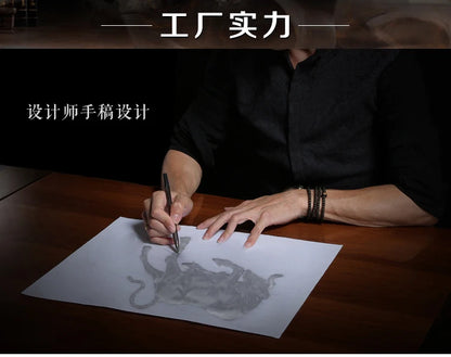 TOP - Unique -Finance stock market Money drawing Wall Street Charging Bull Brass statue # office auspicious efficacious Talisman