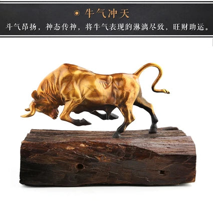 TOP - Unique -Finance stock market Money drawing Wall Street Charging Bull Brass statue # office auspicious efficacious Talisman