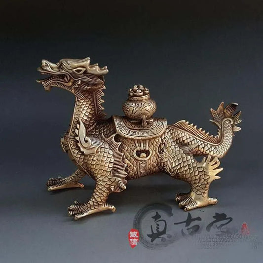 TOP collection # Home OFFICE Decor art -old Vintage CHINA propitious silver dragon sculpture silver plating statue