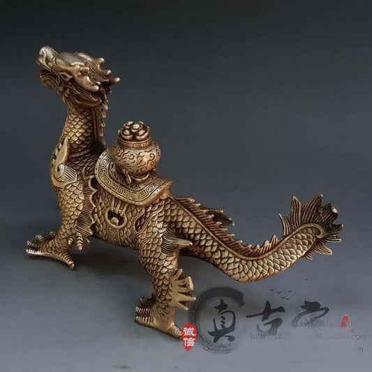 TOP collection # Home OFFICE Decor art -old Vintage CHINA propitious silver dragon sculpture silver plating statue