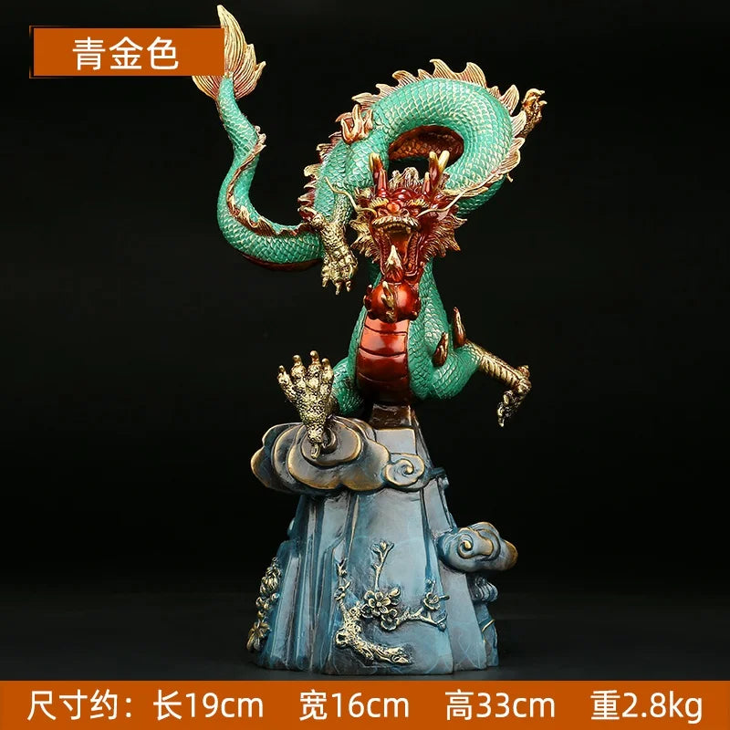 TOP grade Good luck Royal celestial Dragon Wealth HOME OFFICE BRONZE decoration bring wealth money Hand engraving Sculpture