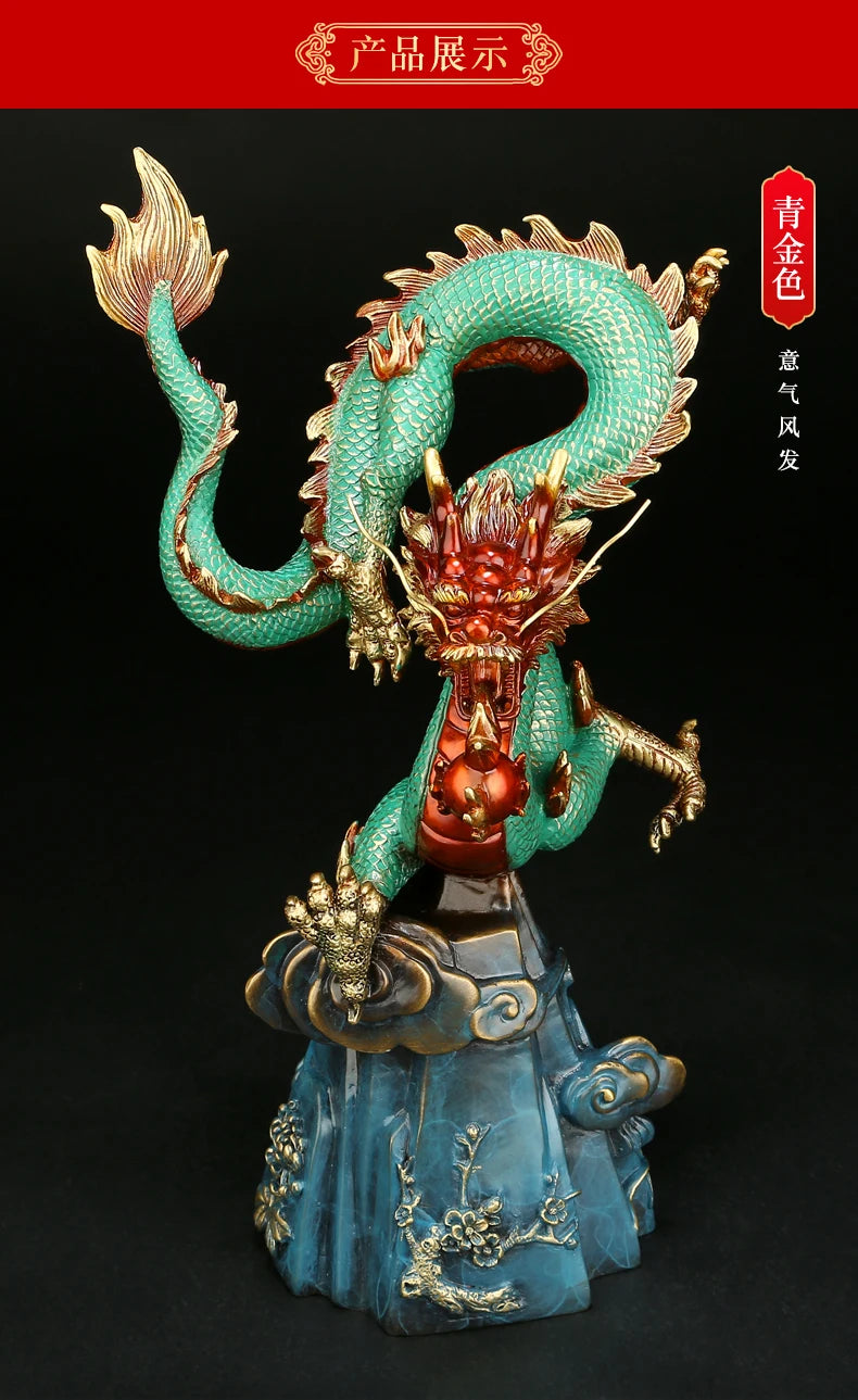 TOP grade Good luck Royal celestial Dragon Wealth HOME OFFICE BRONZE decoration bring wealth money Hand engraving Sculpture