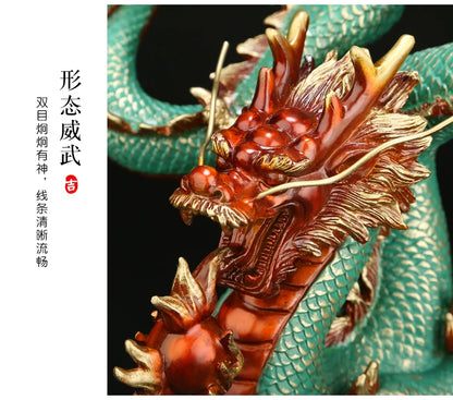 TOP grade Good luck Royal celestial Dragon Wealth HOME OFFICE BRONZE decoration bring wealth money Hand engraving Sculpture