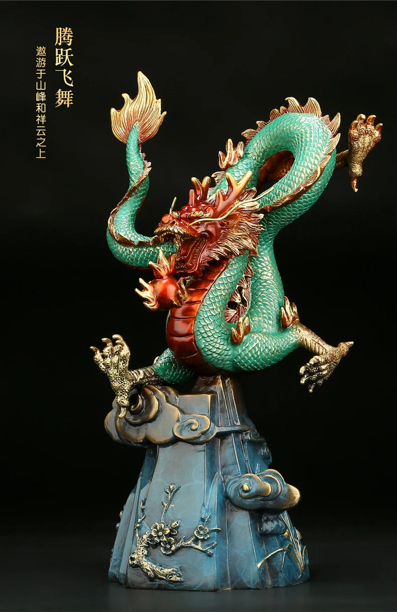 TOP grade Good luck Royal celestial Dragon Wealth HOME OFFICE BRONZE decoration bring wealth money Hand engraving Sculpture