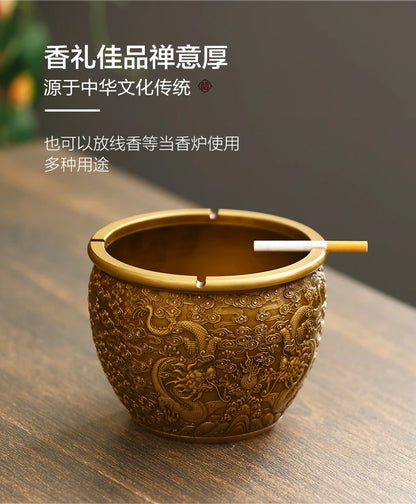 TOP high grade Asia Royal bring wealth Auspicious GOOD LUCK  Double Dragon brass Ashtray statue HOME company business BEST GIFT