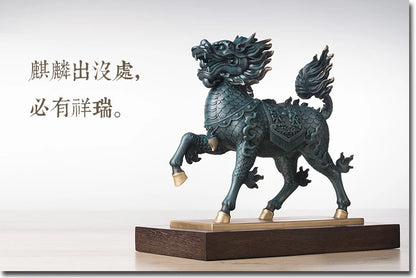 TOP office home  FENG SHUI Talisman Protection Auspicious Bronze QI LIN dragon Sculpture ART statue 47cm LARGE #