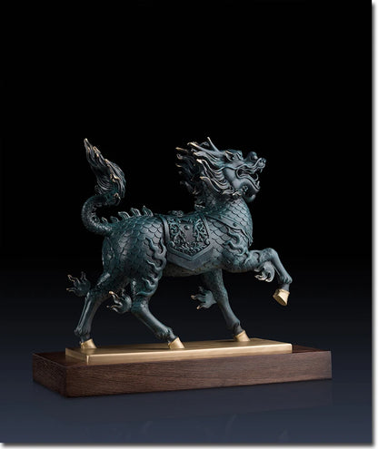 TOP office home  FENG SHUI Talisman Protection Auspicious Bronze QI LIN dragon Sculpture ART statue 47cm LARGE #