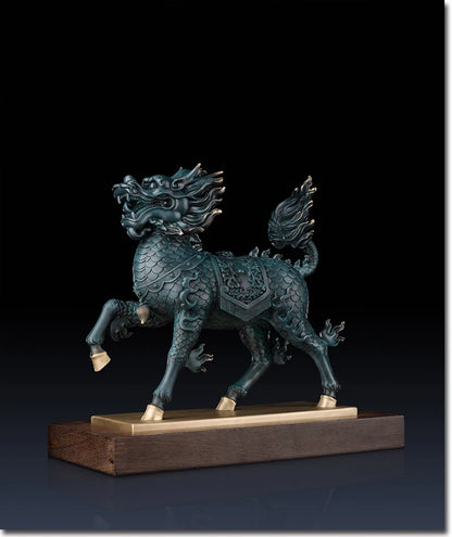 TOP office home  FENG SHUI Talisman Protection Auspicious Bronze QI LIN dragon Sculpture ART statue 47cm LARGE #