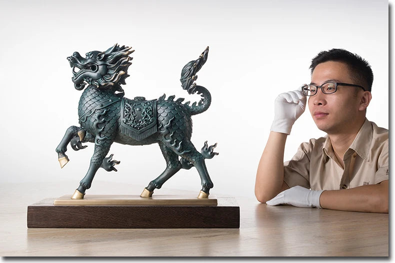 TOP office home  FENG SHUI Talisman Protection Auspicious Bronze QI LIN dragon Sculpture ART statue 47cm LARGE #