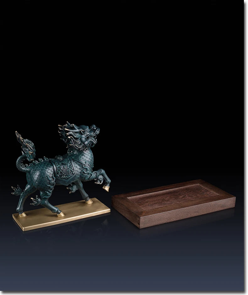 TOP office home  FENG SHUI Talisman Protection Auspicious Bronze QI LIN dragon Sculpture ART statue 47cm LARGE #