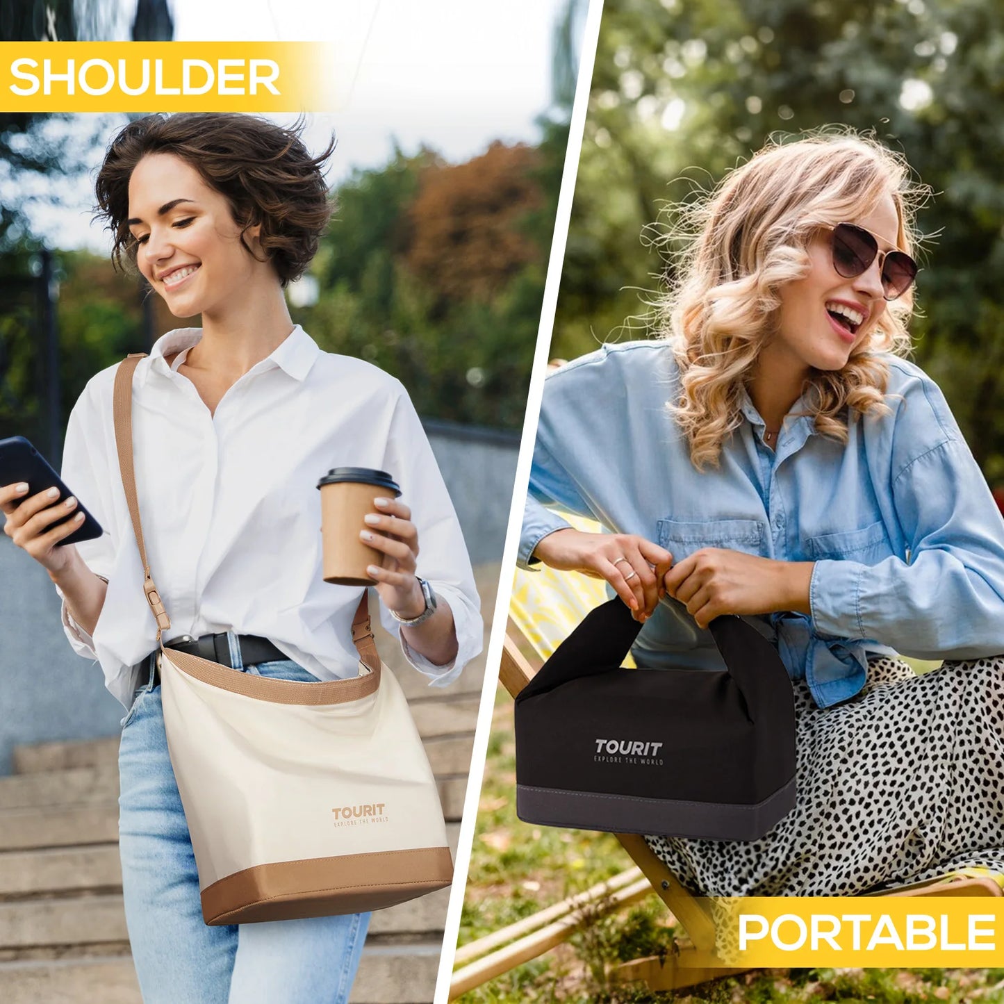 TOURIT Lunch Bag for Women with Buckle Durable Lunch Box Foldable Tote Insulated Bag Thermal food bag carrier Bento Pouch