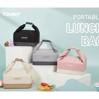 TOURIT Lunch Bag for Women with Buckle Durable Lunch Box Foldable Tote Insulated Bag Thermal food bag carrier Bento Pouch