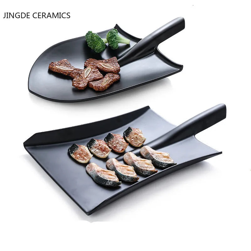 Tableware Plate Design European Style Frosted Food Grade Plastic Shovels Tableware Plate Dish Platter Bowl Cutter Dinnerware