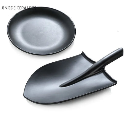 Tableware Plate Design European Style Frosted Food Grade Plastic Shovels Tableware Plate Dish Platter Bowl Cutter Dinnerware