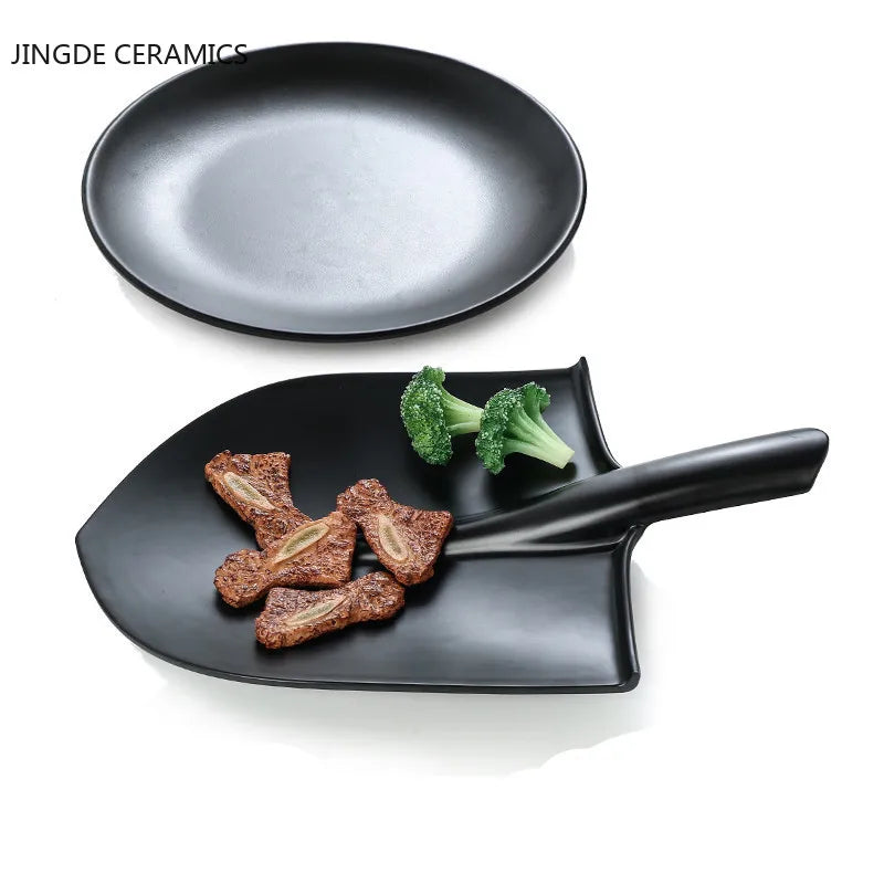 Tableware Plate Design European Style Frosted Food Grade Plastic Shovels Tableware Plate Dish Platter Bowl Cutter Dinnerware
