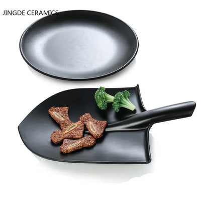 Tableware Plate Design European Style Frosted Food Grade Plastic Shovels Tableware Plate Dish Platter Bowl Cutter Dinnerware