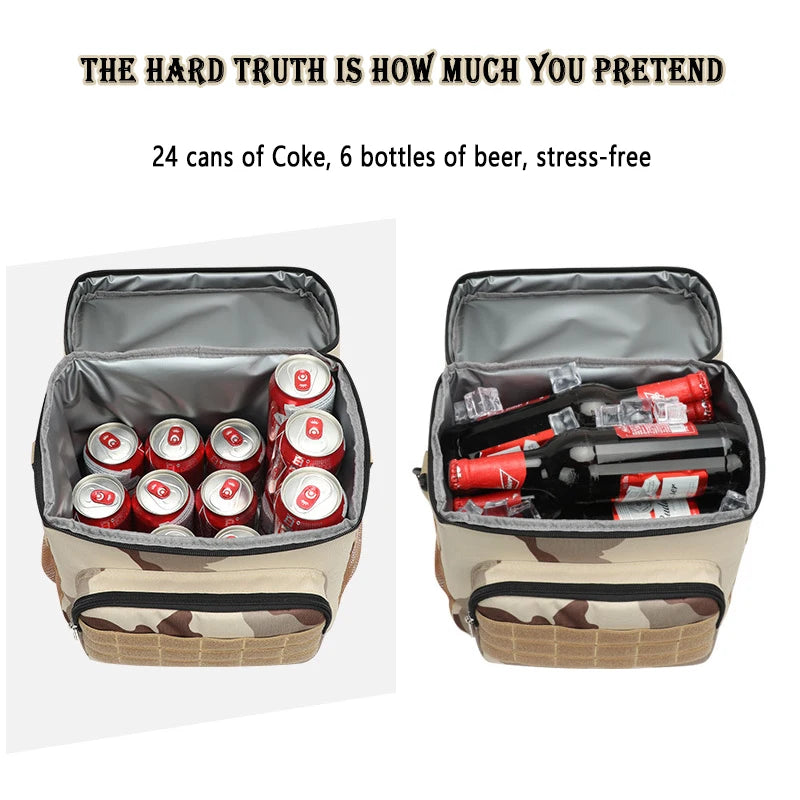 Tactical Lunch Box for Men Work Leak Proof Insulated Durable Beach Thermal Cooler Handbag Camping Picnic Square Bags Portable