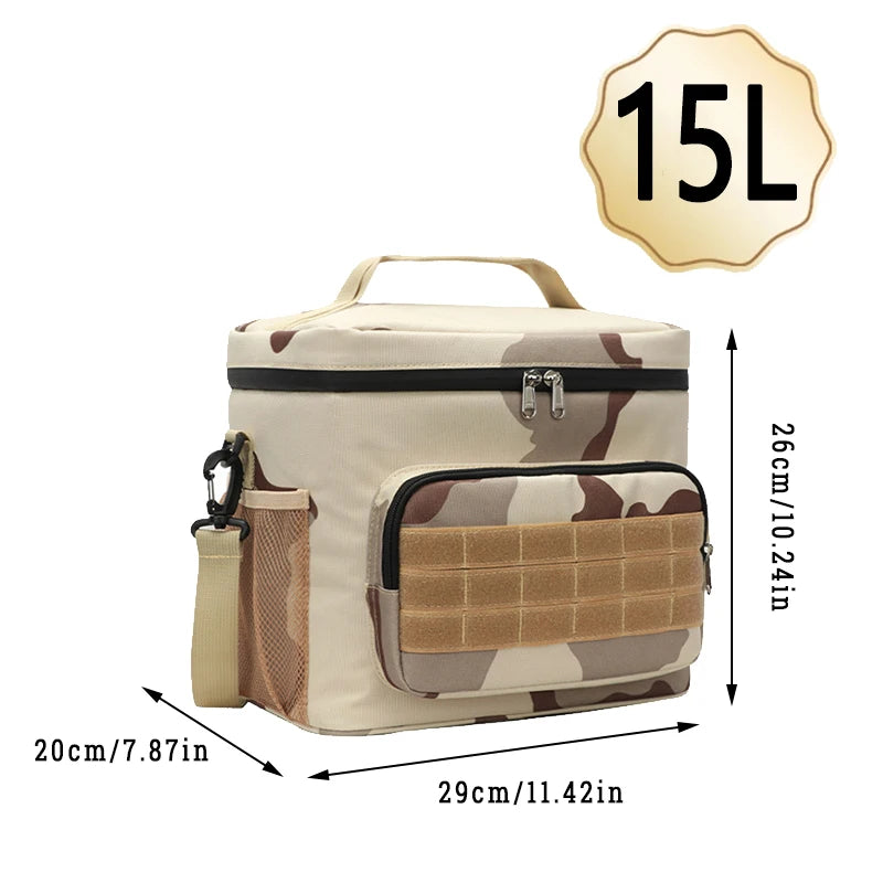 Tactical Lunch Box for Men Work Leak Proof Insulated Durable Beach Thermal Cooler Handbag Camping Picnic Square Bags Portable