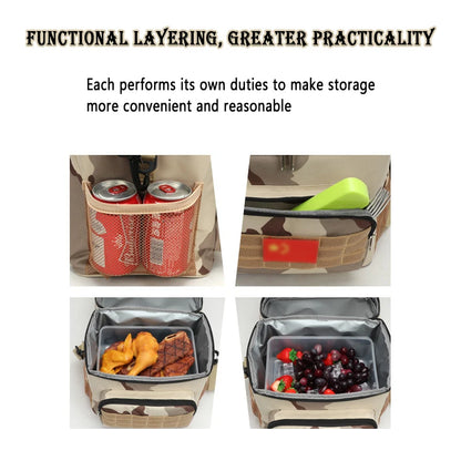 Tactical Lunch Box for Men Work Leak Proof Insulated Durable Beach Thermal Cooler Handbag Camping Picnic Square Bags Portable