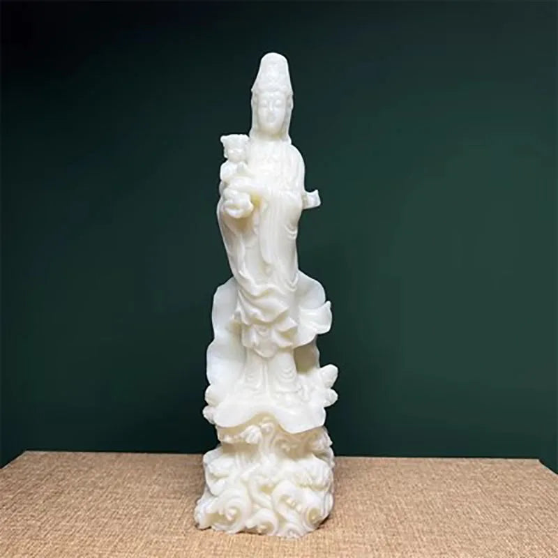 Tagua Qiunzi Guanyin Bodhisattva Statue Resin Figure Sculpture Chinese Buddha Statues Home Room Office Feng Shui Statue