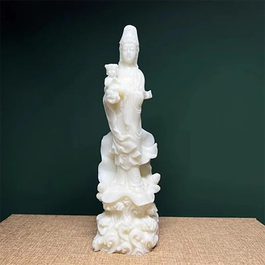 Tagua Qiunzi Guanyin Bodhisattva Statue Resin Figure Sculpture Chinese Buddha Statues Home Room Office Feng Shui Statue