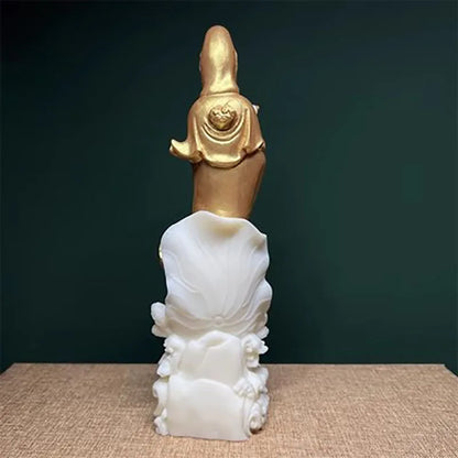 Tagua Qiunzi Guanyin Bodhisattva Statue Resin Figure Sculpture Chinese Buddha Statues Home Room Office Feng Shui Statue