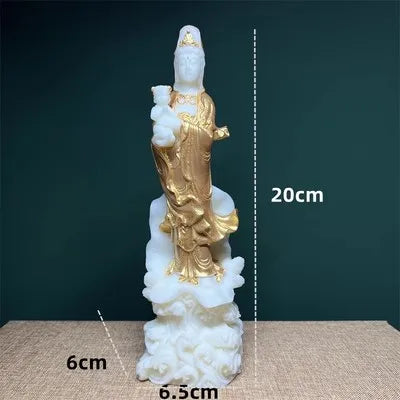Tagua Qiunzi Guanyin Bodhisattva Statue Resin Figure Sculpture Chinese Buddha Statues Home Room Office Feng Shui Statue