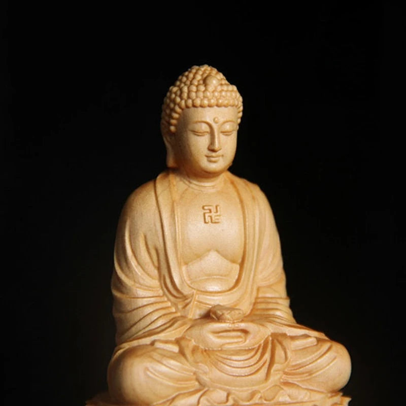 Taihang Cliff Cypress Wood Carved 【Bring Wealth and Good Luck 】 Buddha Home Decoration Office Accessories Car Ornaments