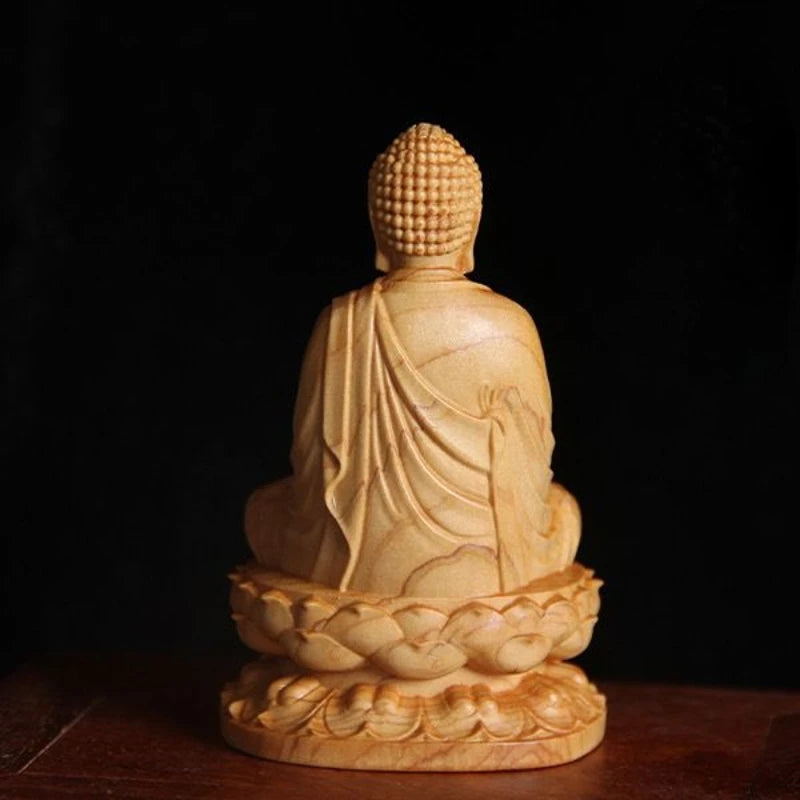 Taihang Cliff Cypress Wood Carved 【Bring Wealth and Good Luck 】 Buddha Home Decoration Office Accessories Car Ornaments