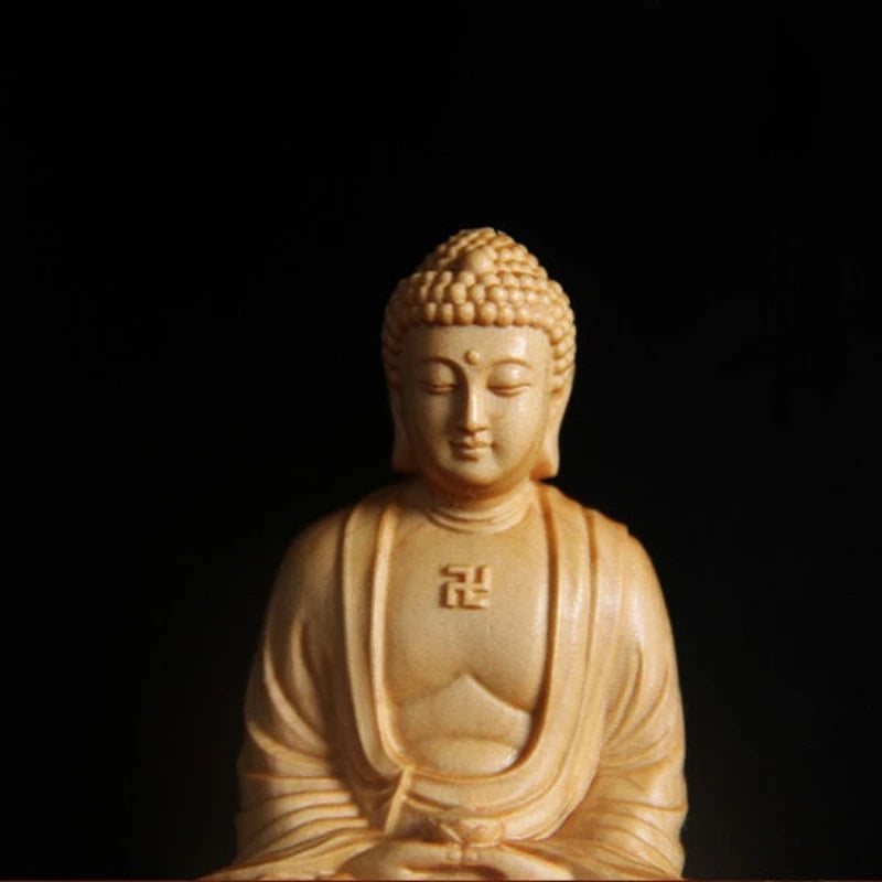 Taihang Cliff Cypress Wood Carved 【Bring Wealth and Good Luck 】 Buddha Home Decoration Office Accessories Car Ornaments