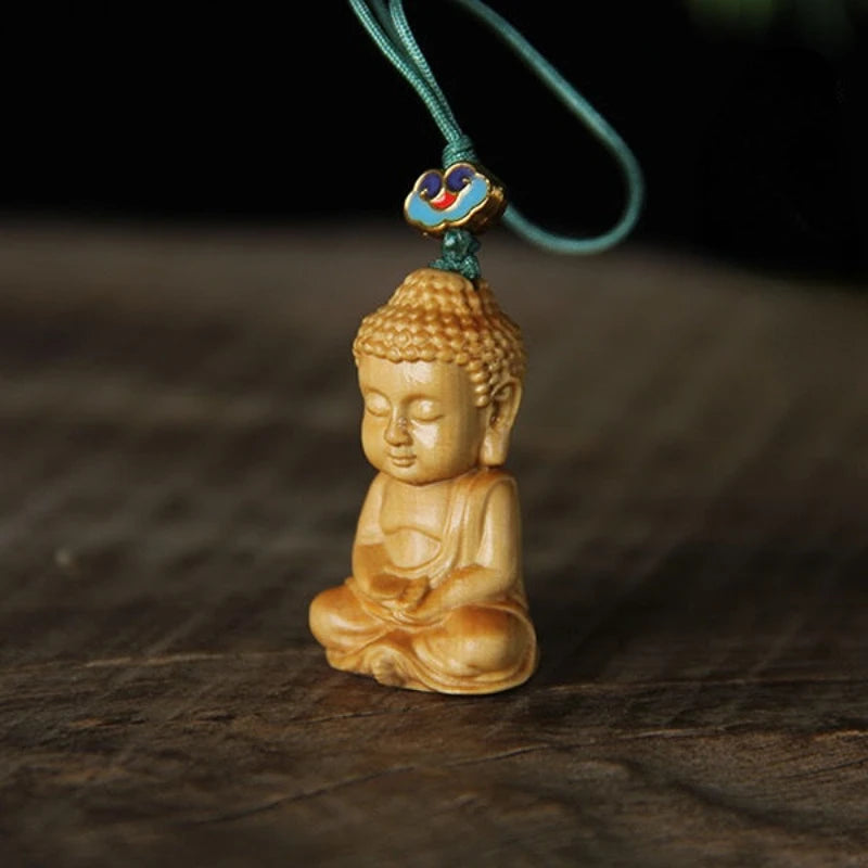 Taihang Cliff Cypress Wood Carved 【Bring Wealth and Good Luck 】 Buddha Home Decoration Office Accessories Car Ornaments