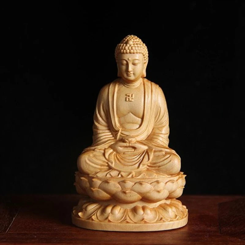 Taihang Cliff Cypress Wood Carved 【Bring Wealth and Good Luck 】 Buddha Home Decoration Office Accessories Car Ornaments