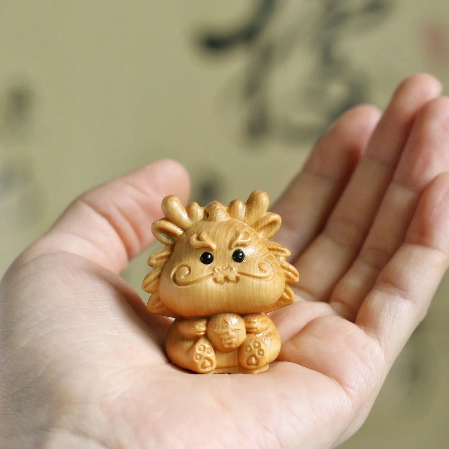 Taihang Cliff Cypress Wood Carved【Bring Wealth and Good Luck】Twelve Animals Home Decoration Office Accessories Car Ornaments