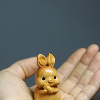 Taihang Cliff Cypress Wood Carved【Bring Wealth and Good Luck】Twelve Animals Home Decoration Office Accessories Car Ornaments