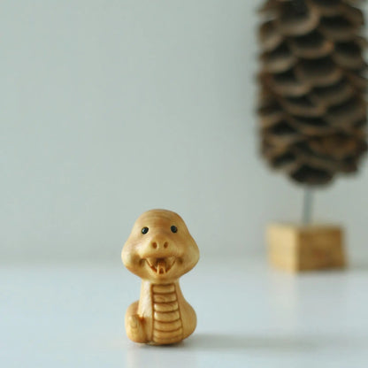 Taihang Cliff Cypress Wood Carved【Bring Wealth and Good Luck】Twelve Animals Home Decoration Office Accessories Car Ornaments